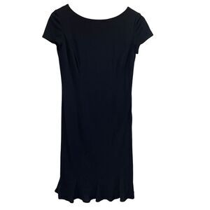 Kay Unger Black V-Neck Cap Sleeve Fluted Hem Cocktail Party Dress Sz 6 Old Money